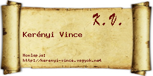 Kerényi Vince névjegykártya